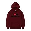 Mens Gothic Streetwear Hooded Sweatshirt With I LOVE MY BOYFRIEND Print Long Sleeve Loose Fit