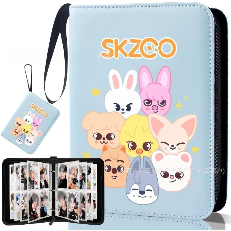 Горячий альбом-папка на молнии Skzoo StrayKids для фотокарточек, 400 карманов, с блестками, K-pop айдол, коллекция карт, с ремешком на запястье для фанатов Skz