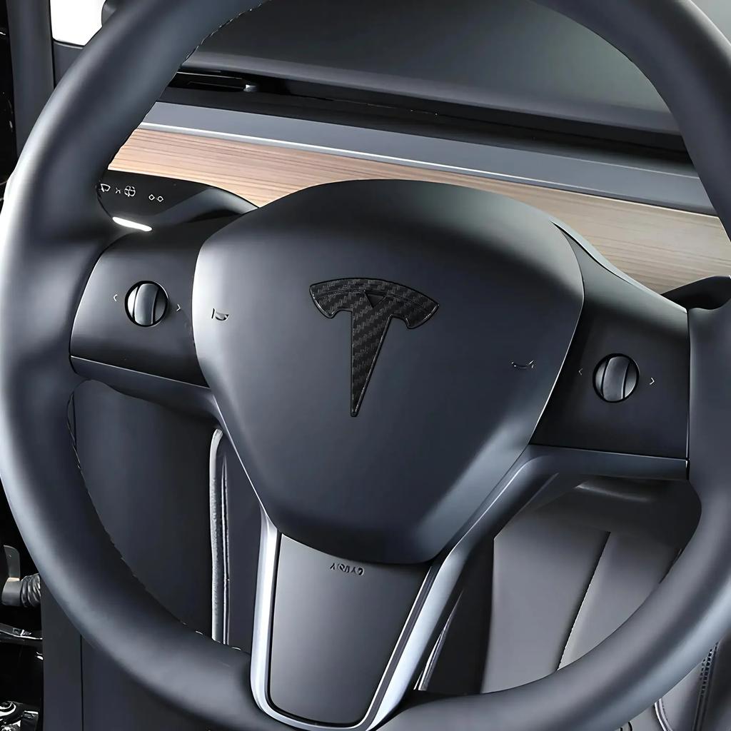 Car Sticker 2025 New Tesla ABS Car Steering Wheel Center Badge Sticker Interior Auto Decoration Decal For Tesla Model 3 Model S
