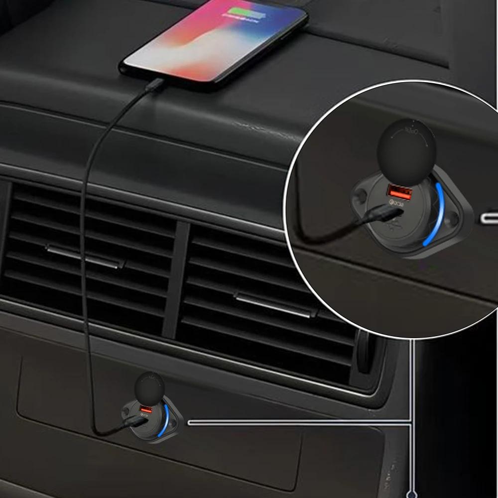 Розетка USB для быстрой зарядки 12 В/24 В 48 Вт Розетка автомобильного зарядного устройства для быстрой зарядки с синим индикатором и крышкой для автомобиля, кемпера, лодки