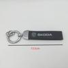AAFO1 1pcs Metal+Leather for skoda Car Key Cover Case Wallet Emblem Keychain key chain Keyring bag badge Decal styling Accessories