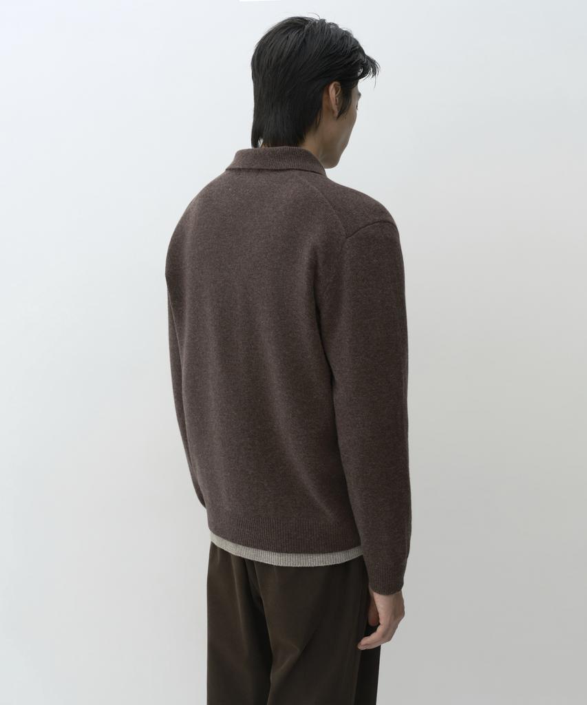MUSINSA STANDARD [Victoria Wool] Minimal Collared Knit [Brown]