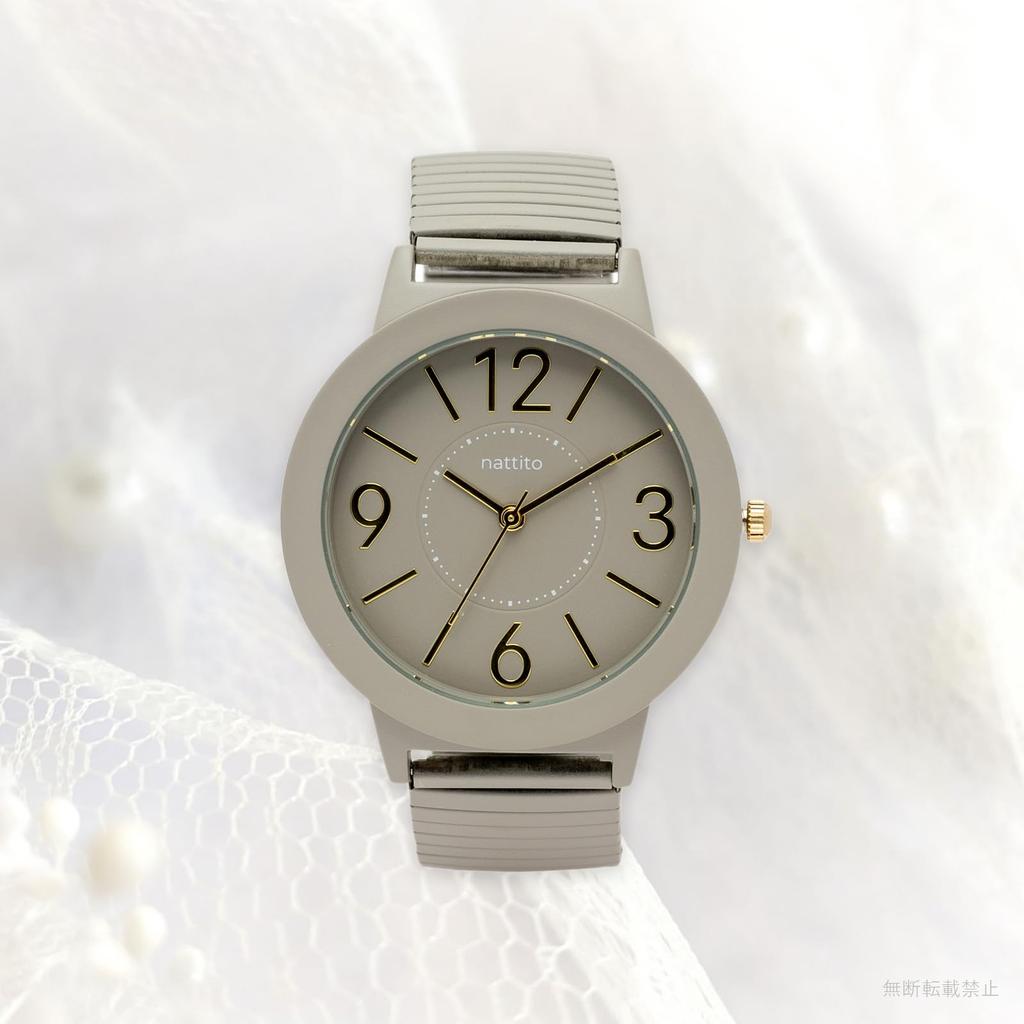 Fieldwork Women's Analog Watch with Metal Band and Accordion Strap, Stainless Steel, Single Color, Soft Gray, JN040-2