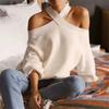 Women Strapless Sexy Loose Knitted Sweater 2025 New Spring Solid Color Casual Pullover