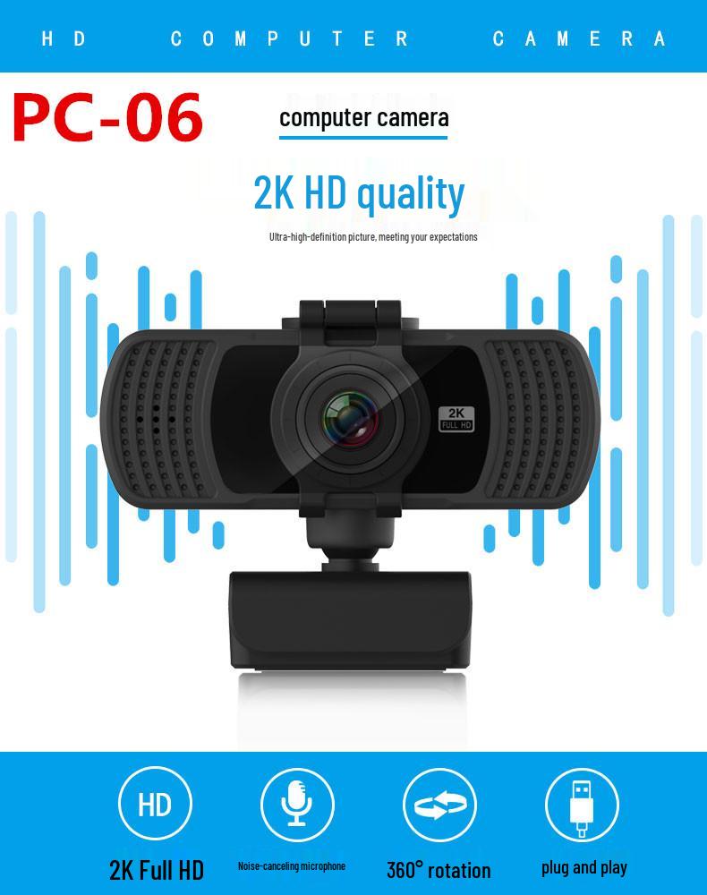 2K HD 1080p веб-камера со встроенным микрофоном, 4 МП, не требует драйверов для прямой трансляции