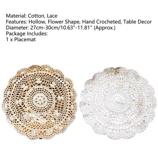 Cup Coaster Non-Slip Odor-Free Cotton Lace Handmade Round Table Placemat for Restaurant
