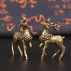 2PCS New Vintage Pure Copper Deer Ornaments A Pair of Solid Brass Sika Elk Crafts Living Room Home Decoration Figurines