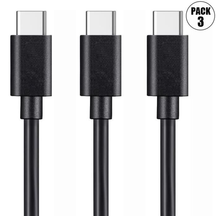 Câble de Charge USB-C - E.F.CONNECTION - 3 x 1 Mètre - Charge Rapide - Compatible Redmi 10C, 10A, 11A 13C 14C