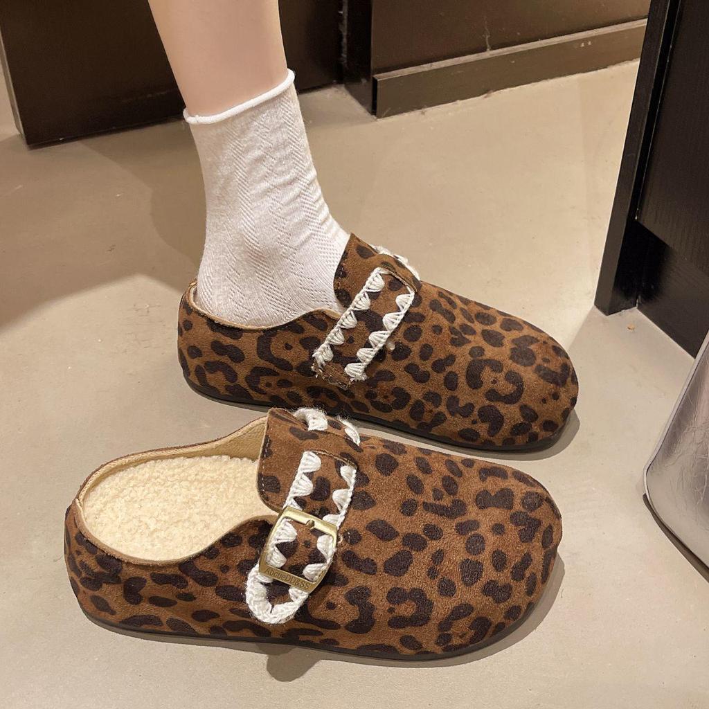 Женские ретро-тапочки Birkenstock с толстой подошвой, флисовой подкладкой и меховым круглым носком для осени/зимы.