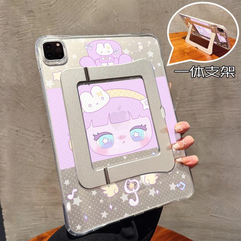 Cartoon Purple Hair Girl IPad Air 4 5 6 Mini 7 Pro 11 13 Case With Stand Shockproof Acrylic Cover No Pencil Slot