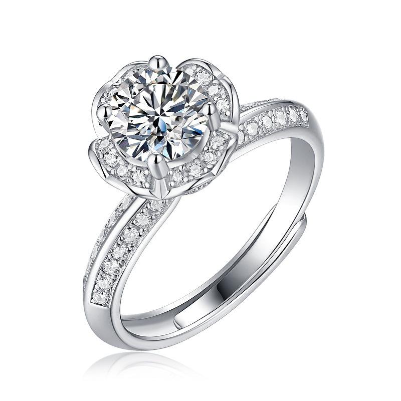 Bague Ringen S925 Серебряный набор 1 карат из муассанита в цветочном стиле, женская мода, подарок, кольцо для жизни, ювелирные изделия