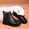 Зимние теплые хлопковые ботинки для женщин среднего и пожилого возраста, короткие ботинки с флисовой подкладкой, нескользящие кожаные ботильоны
