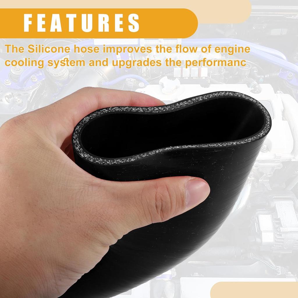 1 Pc 3.5" ID to 4.02" ID Universal 90 Degree Elbow Silicone Hose Coupler - Car Turbo Intercooler Intake Piping Hose - Silicone Black