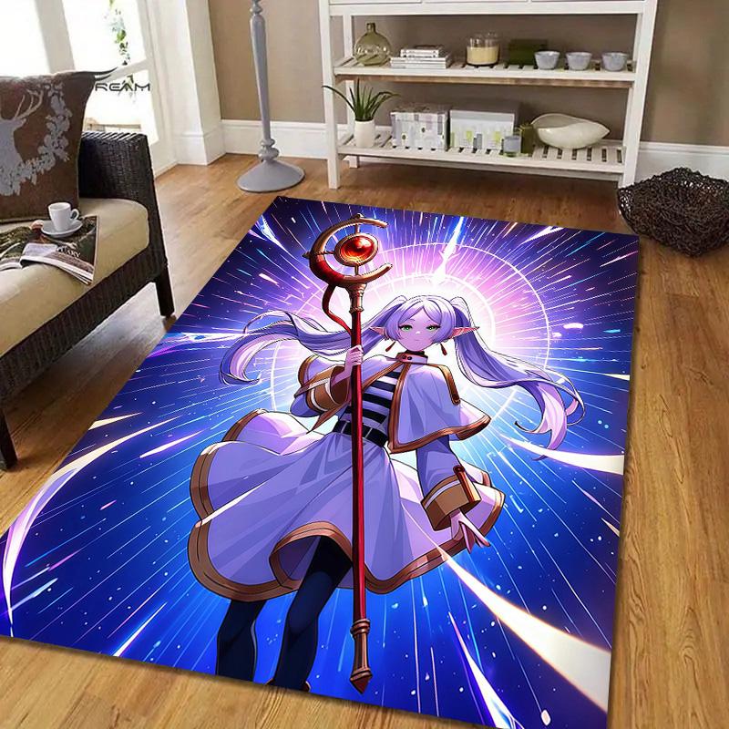 Frieren3 Flannel Pattern Square Carpet,Area Rug,Carpet Rug for Living Room Bedroom Sofa Playroom Decor,Non-slip Floor Mat