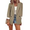 Women's Solid Color Casual Long Sleeve Cardigan Pocket Casual Jacket Suit Jacket