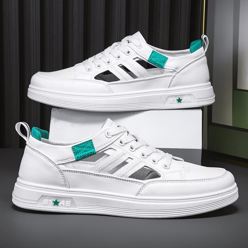 Маленькие белые туфли Мужские повседневные спортивные кеды Легкая мягкая подошва Полые дышащие мужские сандалии