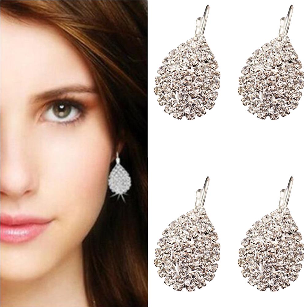 Women Fashion Luxury Shiny Waterdrop Pendant Earrings Jewelry ARI