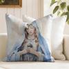 Blessed Virgin Mother Mary Cushion Cover Summer Linen Pillow Case Organic Fabric Cushion Cover DoubleSided Sofa Home Decor