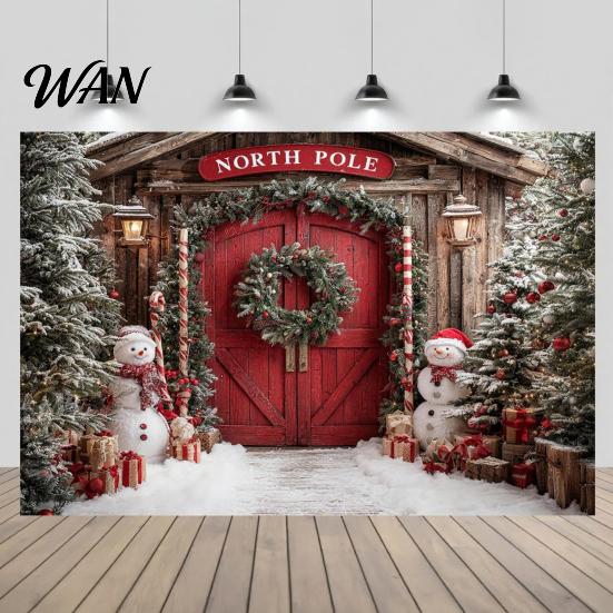 Christmas Tablecloth Decoration Merry Photography Backdrop, 70" x 45" Wreath Gift Box Photo Winter Wonderland Room Accent Background, Holiday