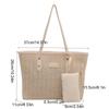 PU Weave Tote Bag Solid Color Beach Straw Handbag Simple Straw Shoulder Bag  Women