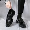 Men'S High Quality Leather Slip-On Formal Oxfords Footwear Loafers Driving Party Dating Business Work Shoes Tassel Loafers