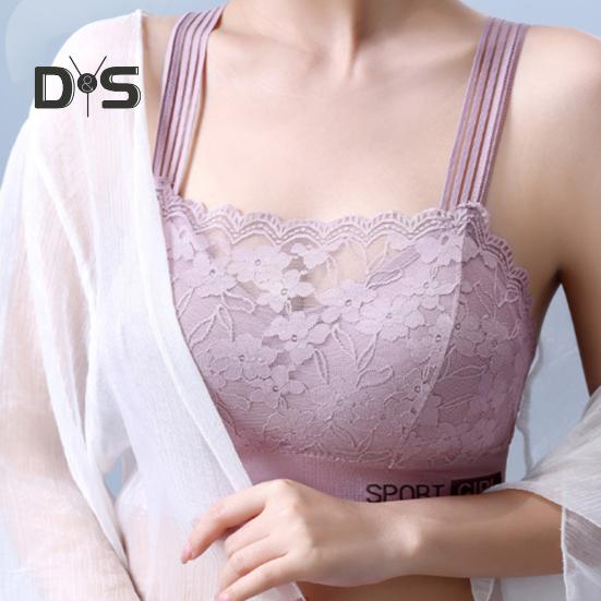Женский бюстгальтер с широкими бретелями, ажурный цветочный узор, кружевной бесшовный бандо, защита от воздействия, максимальный комфорт, ударопрочный, с эффектом пуш-ап, без зацепления, беспроводной