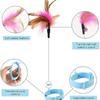 Прикрепленная игрушка с кошачьим ошейником, силиконовая палочка для ласки кошек, регулируемые игрушки с ошейником из кошачьих перьев и колокольчиком, интерактивные игрушки-тизеры для кошек