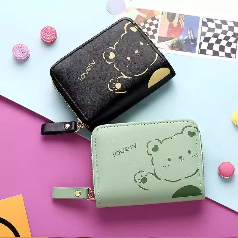 Women's Cute Cartoon Mini Card Holder Wallet - Multi-Slot, Zipper, Japanese/Korean Style, 2025 New