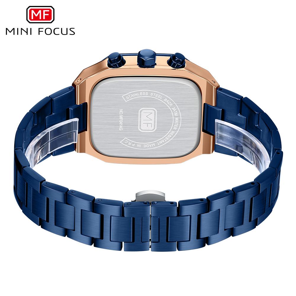 Top Luxury With Box MINI FOCUS Watch Square Men's Watch Waterproof Marine Watch Multifunctional Steel Belt Men's Quartz Watches