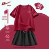 Warrior Women's Cotton Short Sleeve Top & High Waist Shorts Set