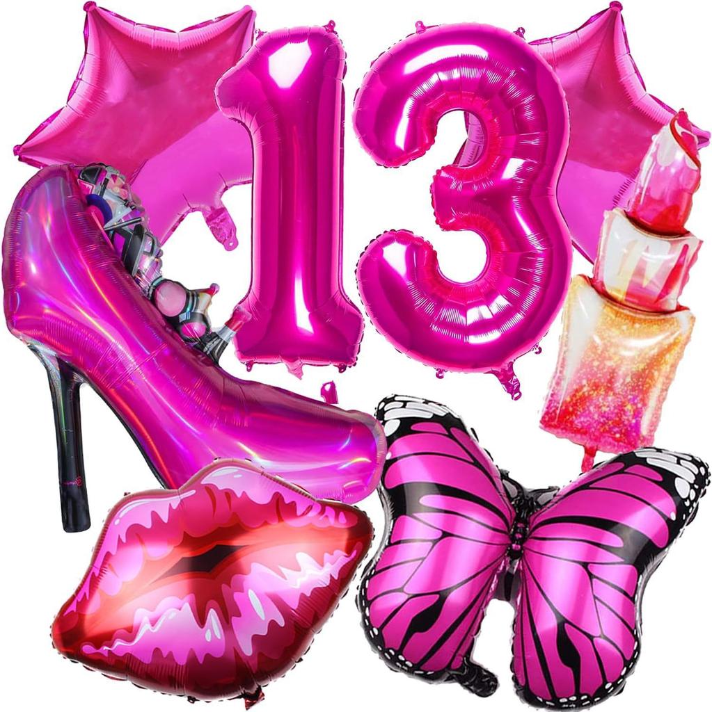 Розовые воздушные шары для девочек, воздушные шары на день рождения для девочек, принадлежности для вечеринки по случаю дня рождения принцессы, ярко-розовый набор воздушных шаров на высоких каблуках для вечеринки по случаю дня рождения девочки