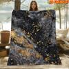 1pc 2D Flat Printing Spring And Summer New Arrival Light Luxury Black Golden Marble Texture Digital Print Blanket, Throw, Soft And Comfortable 100% Po