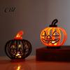 Halloween Pumpkin Lights Lantern, LED Light Up Hollow Ornament, Battery Operated Statue with Warm for Indoor Outdoor Party Decor Creative Holiday
