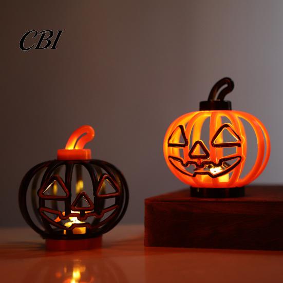 Halloween Pumpkin Lights Lantern, LED Light Up Hollow Ornament, Battery Operated Statue with Warm for Indoor Outdoor Party Decor Creative Holiday
