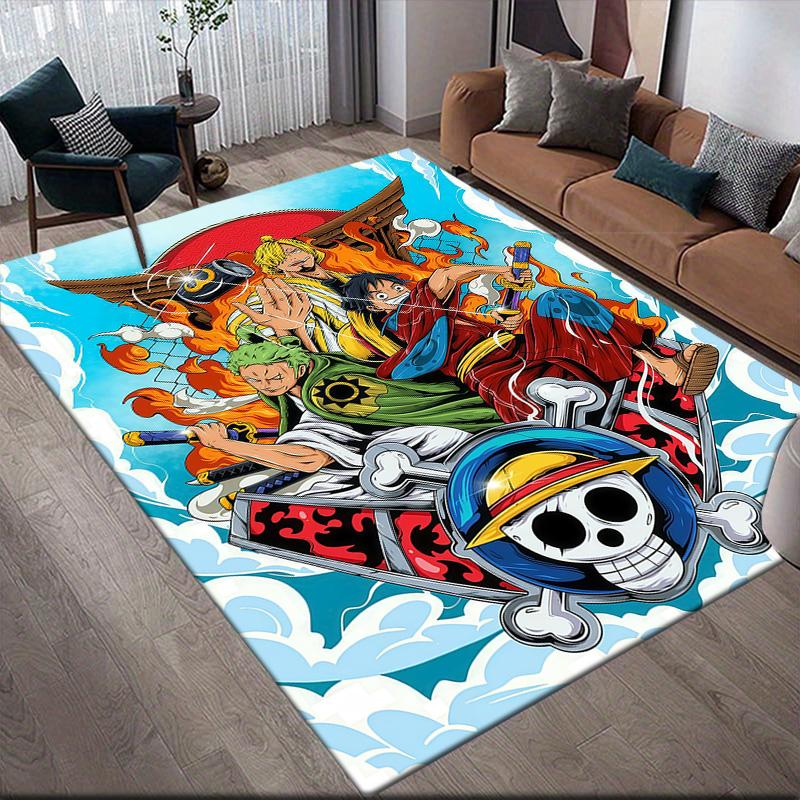 One Piece Straw Hat Members 2 Anti-Slip Floor Mat, Rectangular Carpet for Living Room & Sofa Zone