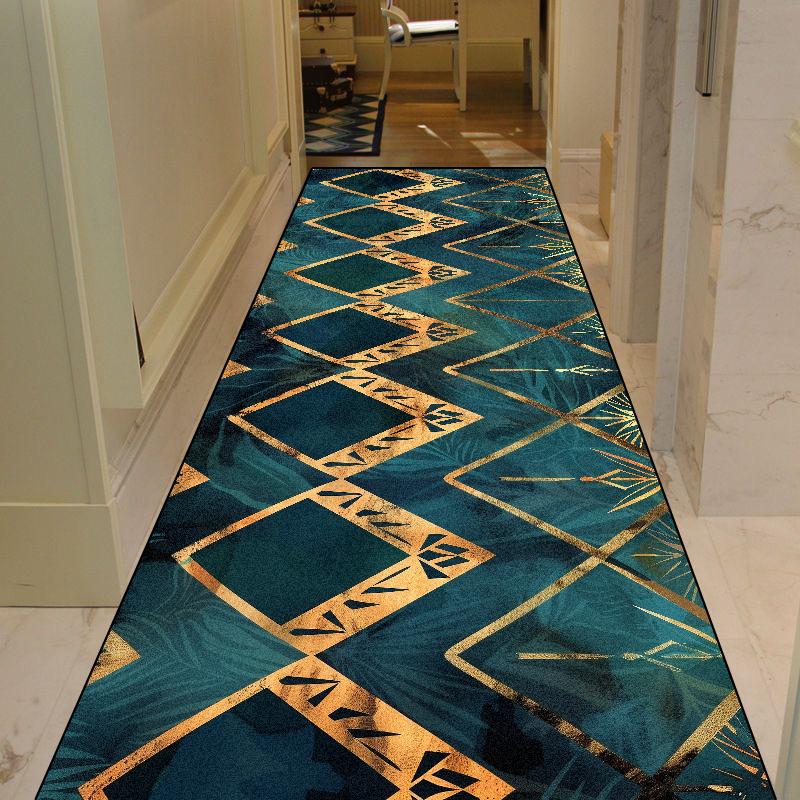 Green Plant Pattern Long Corridor Carpet Living Room Light Luxury Rug Home Hall Runner Carpet Non-slip Doorway Hallway Floor Mat