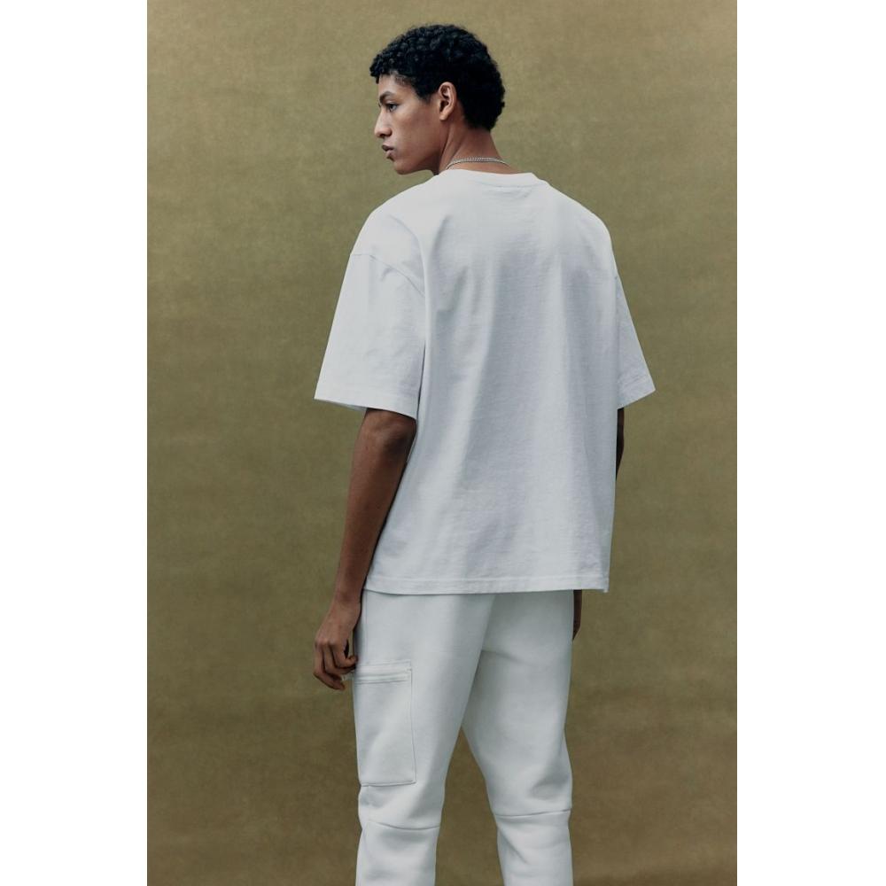 Хлопковая футболка свободного покроя HM, белая