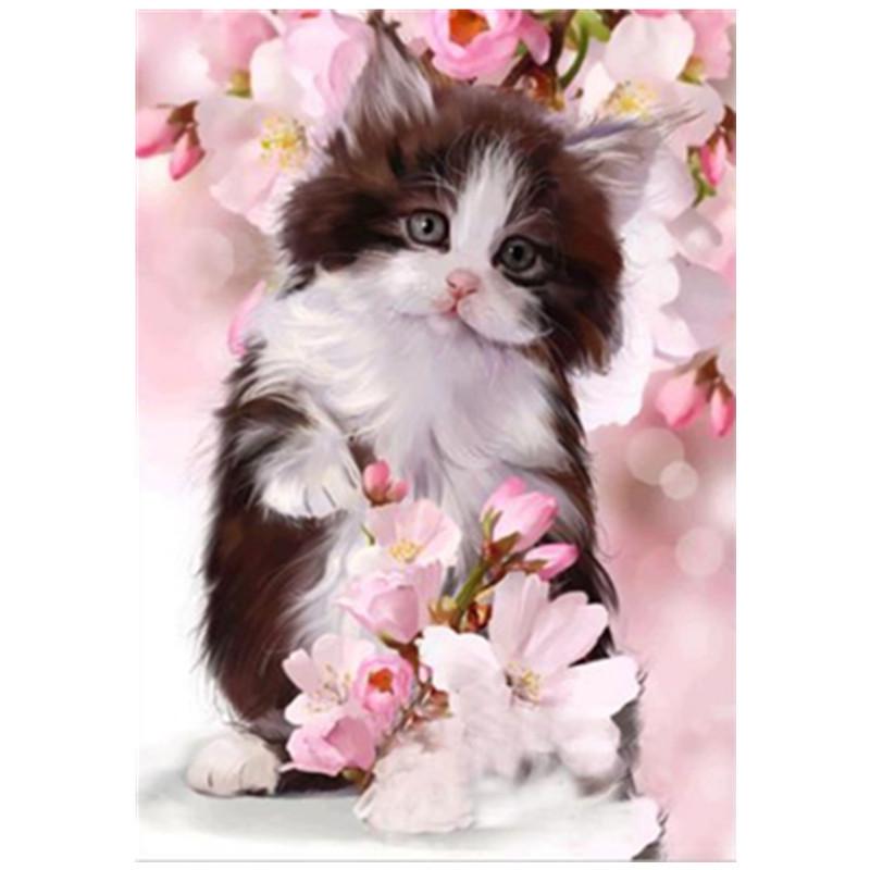 Full 5D Diy Diamond Painting Peach and Cat Embroidery Cross Stitch Home Decor Handmade Gift