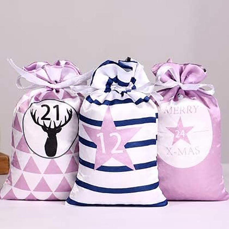 24PCS/set Christmas Bags Drawstrings Jewelry Gift Display Packing Bags Xmas Party Favor Candy Christmas Tree Decoration Bags