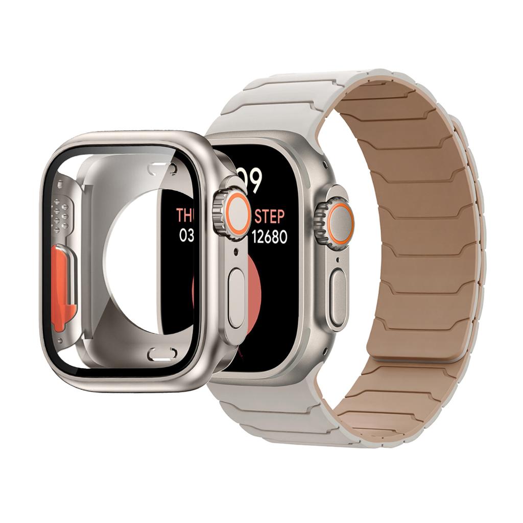 Чехол+Ремешок для Apple Watch Band 45мм 44 41 42 40мм Силиконовый Браслет для Iwatch Серии 3 4 5 6 Se 7 8 9 10 Сменить на Ультра Чехол