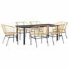 7 Piece Outdoor Dining Set Brown Poly Rattan Table & Chairs