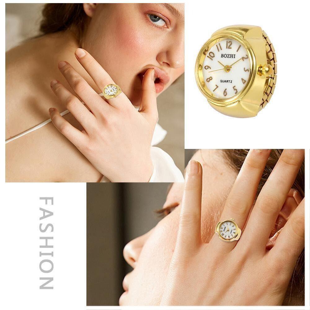 Women Men Fashion Gift Digital Watch Elastic Stretchy Rings Ring Watch Round Quartz Finger Rings