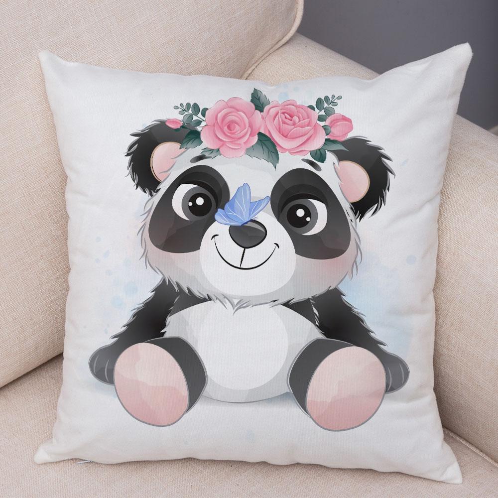 Детская комната, диван, украшение для дома, автомобиля, милая наволочка с изображением животных, мягкая плюшевая подушка с рисунком китайской панды