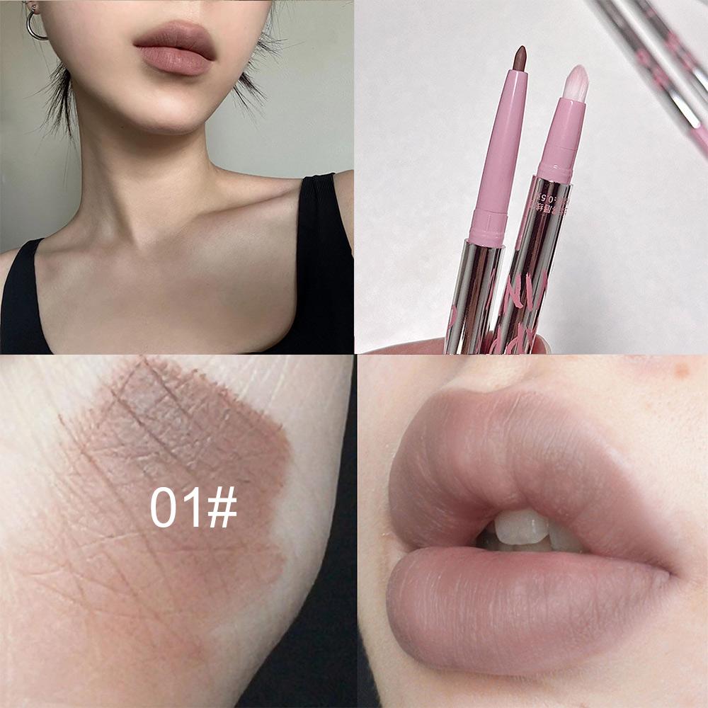Карандаш для губ Nude с кисточкой для губ Cappuvini Korean Style Lip Makeup Long Last Velvet Matte Lipstick