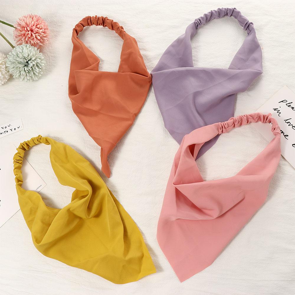 Headbands Vintage Candy Color Hair Accessories Elastic Headwrap Turban Triangle Hair Scarf Bandana
