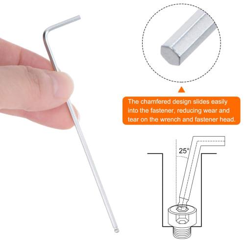 uxcell 2mm Ball Head L-Shaped Hex Wrench Set, Long Precision Tool Set, Easy to Apply Force, for Tightening, DIY Tools, Total Length 102mm