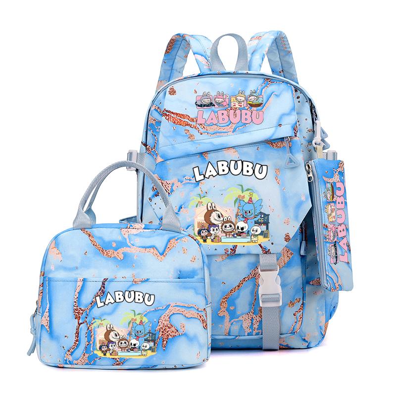3Pcs/set Cute Printed Backpack Lunch Bag Pencil Case Teen Child Girl Kid Schoolbag Student Bookbag Knapsack Women Travel Bag Gift