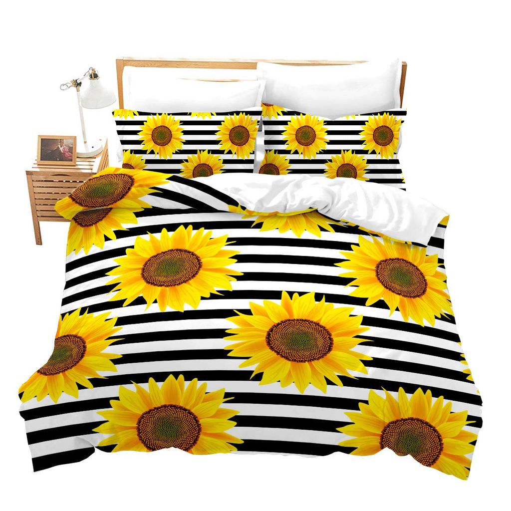 Comforter Yellow Sunflower Queen Blossom Flowers Bedding Set Butterfly Floral Print Comforter Nature Theme Bedroom Decor