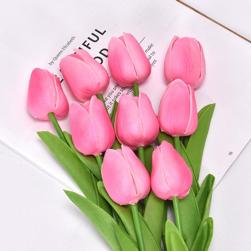 5Pcs Artificial Tulip Flowers Pink White Tulips Fake Flowers Bouquet Wedding Garden Decoration Home Vase Decor Plants Mother's Day Gift