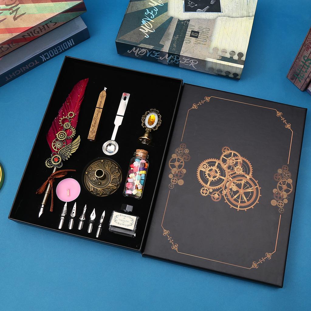 Retro Quill Pen High Value Retro Mechanical Magic Dipping Pen Gift Box Set Advanced Sense